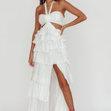 Morpheus Ruffle Halterneck Maxi Dress Off White