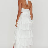 Morpheus Ruffle Halterneck Maxi Dress Off White