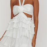 Morpheus Ruffle Halterneck Maxi Dress Off White