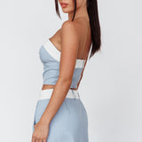 In My Era Front Split Midi Skirt Washed Blue