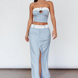 In My Era Buckle Crop Top Washed Blue