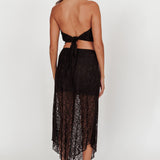 Sweet Words V-Hem Lace Midi Skirt Black