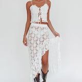 Besties Asymmetric Hem Maxi Skirt Ivory