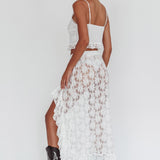 Besties Asymmetric Hem Maxi Skirt Ivory