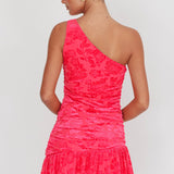 Mystery Of Love One Shoulder Mini Dress Fuchsia