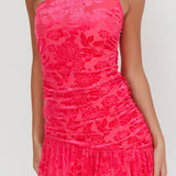 Mystery Of Love One Shoulder Mini Dress Fuchsia