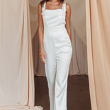 Tarlena Chiffon Neckline Jumpsuit Off-White