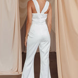 Tarlena Chiffon Neckline Jumpsuit Off-White