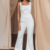 Tarlena Chiffon Neckline Jumpsuit Off-White