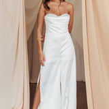 Get Together Side Split Sweetheart Jumpsuit Off White