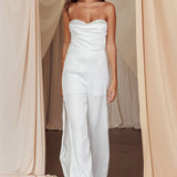 Get Together Side Split Sweetheart Jumpsuit Off White