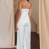 Get Together Side Split Sweetheart Jumpsuit Off White