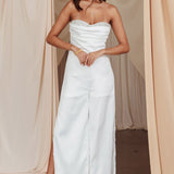 Get Together Side Split Sweetheart Jumpsuit Off White