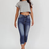 Queens Distressed Capri Jeans Dark Denim