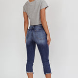Queens Distressed Capri Jeans Dark Denim