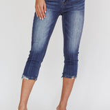 Queens Distressed Capri Jeans Dark Denim