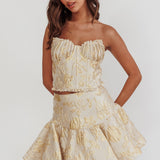 Kamilla Jacquard Corset Top Floral Gold