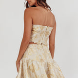 Kamilla Jacquard Corset Top Floral Gold