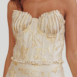 Kamilla Jacquard Corset Top Floral Gold