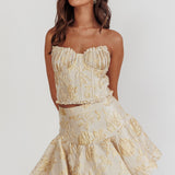 Kamilla Jacquard Corset Top Floral Gold