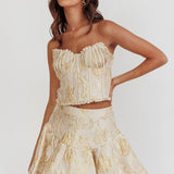 Kamilla Jacquard Flared Mini Skirt Floral Gold