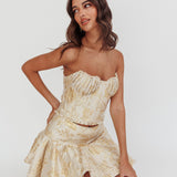 Kamilla Jacquard Flared Mini Skirt Floral Gold