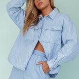 Alpine Buttoned Puffer Jacket Blue