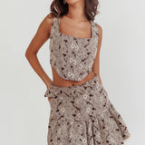 Southern Belles Corset Top Floral Brown