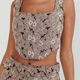 Southern Belles Corset Top Floral Brown