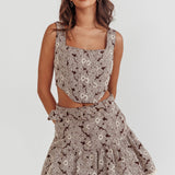 Southern Belles Corset Top Floral Brown
