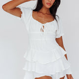 Cady Layered Ruffle Mini Dress Off White