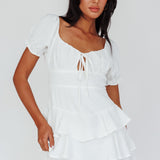 Cady Layered Ruffle Mini Dress Off White