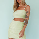 Light Speed Fluffy Mini Skirt Pistachio