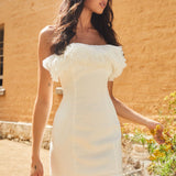 Elara Frill Neckline Mini Dress Off White