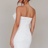 Elara Frill Neckline Mini Dress Off White