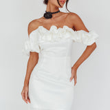 La Palma Off-Shoulder Mini Dress Off White