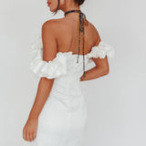 La Palma Off-Shoulder Mini Dress Off White
