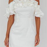 La Palma Off-Shoulder Mini Dress Off White