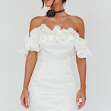 La Palma Off-Shoulder Mini Dress Off White