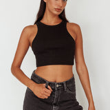 Bryn Racerback Crop Top Black