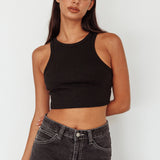 Bryn Racerback Crop Top Black
