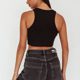 Bryn Racerback Crop Top Black
