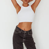 Bryn Racerback Crop Top White