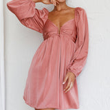 Tansy Long Sleeve Babydoll Dress Rose
