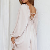 Tansy Long Sleeve Babydoll Dress Beige