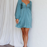 Tansy Long Sleeve Babydoll Dress Teal