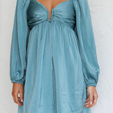 Tansy Long Sleeve Babydoll Dress Teal