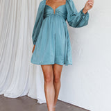 Tansy Long Sleeve Babydoll Dress Teal
