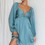 Tansy Long Sleeve Babydoll Dress Teal