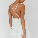 Dellia Tiered Ruffle Mini Dress Off White